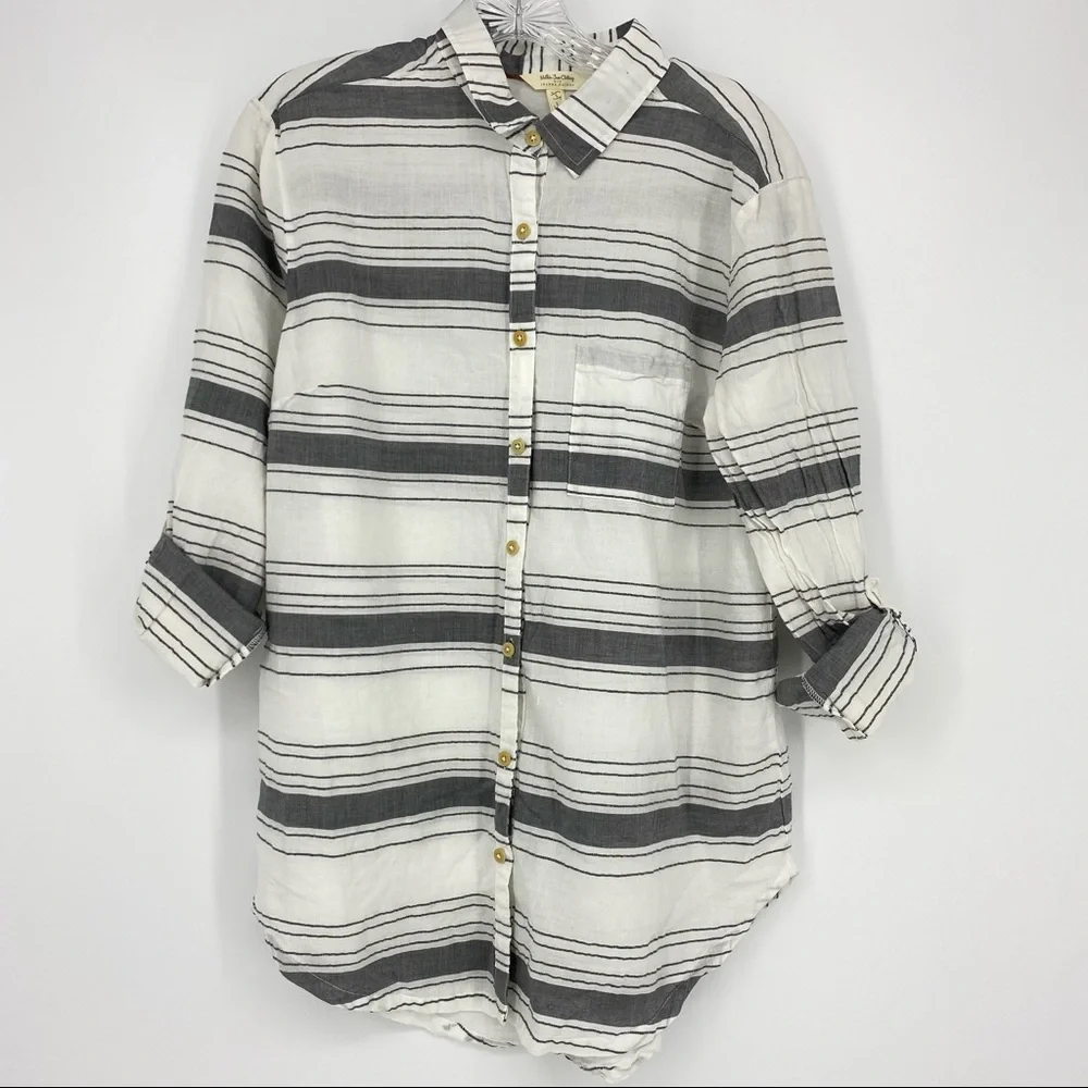 Matilda Jane Style26677T Button Down Shirt Roll Tab Sleeve Size S - Picture 2 of 5